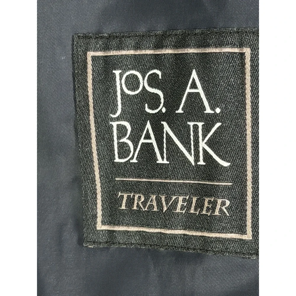 Jos. A. Bank Traveler Tailored Fit Stretch Blue Plaid Wool Jacket Blazer 48R
